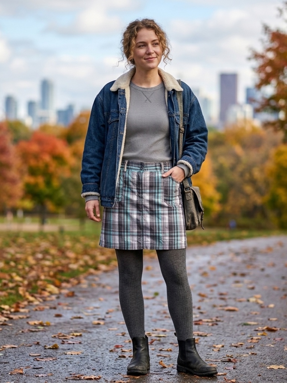 Y2K Plaid Utility Cargo Pocket Skort Charcoal Teal Grey Size 9